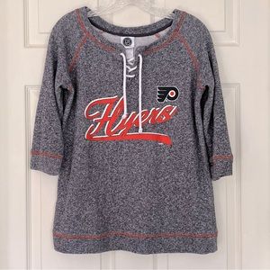 🌸3/$25 Official NHL Philadelphia Flyers Lace Up Gray & Orange Sweatshirt Size M